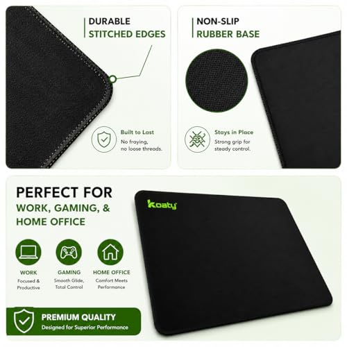 Image of Ultra-Smooth Large Mouse Pad|350 x 250 mm|Anti-Fray Stitched Edges|Non-Slip Rubber Base|Spill-Resistant|3mm Thick|Big Mousepad for Office, Work from Home & Gaming