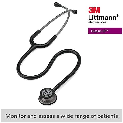 3M Littmann Classic III Monitoring Stethoscope, Smoke-Finish, Black Tube, 27 inch, 5811 - Image 3