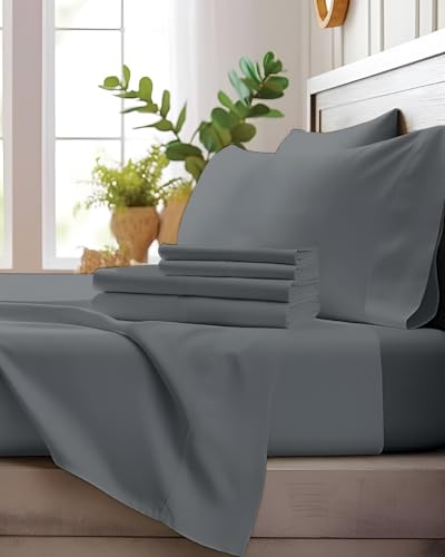 Image of Microfiber Double Size Bedsheet with 2 Pillow Covers | Ultra Soft & Breathable Flat Sheet | Wrinkle-Resistant, Premium Comfort for Everyday Use |Size (90 inch x 100 inch) Dark Grey