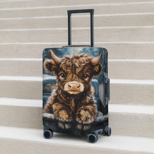 Cute Cow Winter Suitcase Cover Fashion Luggage Covers Anti-Scratch Elastic Lightweight Protector For Travel Outdoor Small3