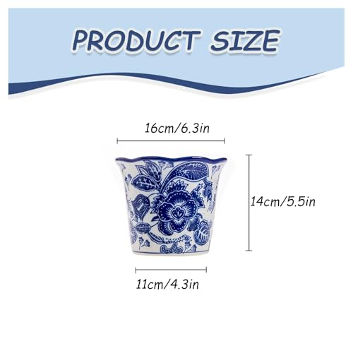 Vaso in ceramica con foro di drenaggio, per interni ed esterni, stile antico, per soggiorno e giardino