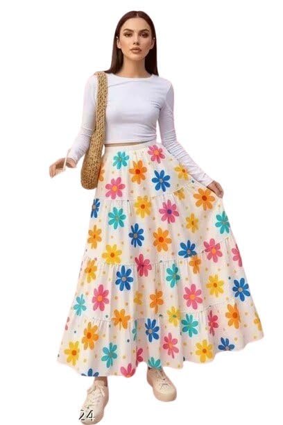Women &GirlsWestern Skirt Smooth FlarePrinted Crepe Fabric, Stretch Waist, Ideal for Everyday Style__-picture-40