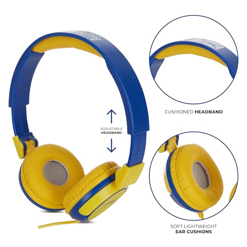 Image of Altec Lansing Kid Safe Wired Headphones, Over Ear Headphones for Kids Ages 3-5, Volume-Limiting Toddler Headphones with Mic, Compact Foldable Kids Headphones with Cord, APA Approved (Blue /Yellow)