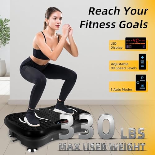 Image of Vibration Plate Exercise Machine - Whole Body Workout for Weight Loss, Lymphatic Drainage & Muscle Recovery, Multiple Speeds with Bluetooth & Remote, Portable Shaker Board for Home Gym