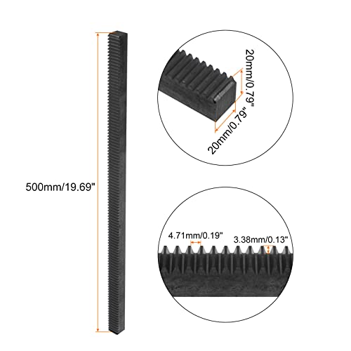 Image of uxcell Steel Gear Rack, 2 Pcs 1.5Mod 500mm x 20mm x 20mm Total 3.3 ft Heavy Duty Straight Linear Spur Rack for Machines Automotive