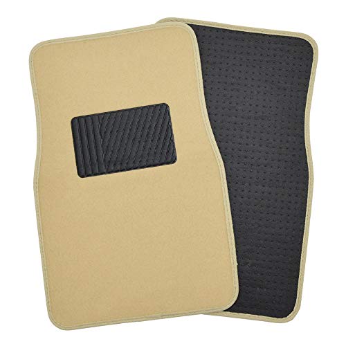 Bdk Light Beige Carpeted 4 Piece Car Suv Floor Mats With Vinyl Heel Pad Car Vehicle Universal Fit (Mt-100-Lb) #TOP1