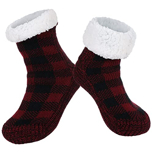 Image of Chassic Sherpa Lined Slipper Socks for Women, Non-Slip Cozy Winter House Socks, Soft Fuzzy Socks, Gifts for Women & Ladies Stocking Stuffers