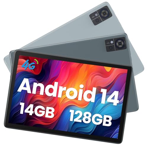 2025 - Tablet Android 14 4G Cellular, 5G WIFI Tablet 14GB RAM (8GB + 6GB)+128GB ROM + 1TB expandible, tablet 10.1 pulgadas Incell, tablet 2 en 1 Octa-Core 7000mAh batería, Bluetooth/GPS/13MP + 8MP