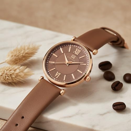 Image of IIK COLLECTION Watches for Women Round Dial |Analogue Quartz Movemnet Ladies Watch|Long Battery Life|Leather Bracelet Strap|Buckle Lock Clasp Safety Watches for Girls
