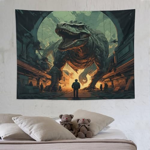 Tapisserie murale dinosaure 3D 150x200cm décorative pour salon et dortoir