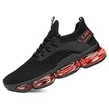 Kapsen Mens Running Shoes Air Cushion Tennis Walking Sneakers Casual Sport Gym Jogging Black/Red 10