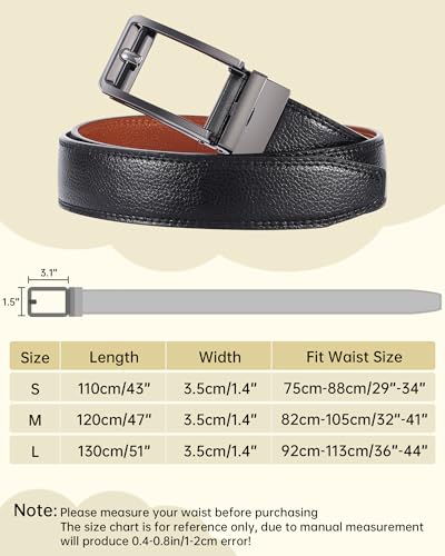 WELROG Mens Belt Leather Ratchet Belt For Men Dress and Casual Adjustable with Click Sliding Buckle3