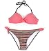 Bikini Halter Push Up Triangulo sin Tirantes Mujer con Relleno Rayas Flores...