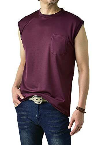 FLAG ON CREW (フラグオンクルー) ノースリーブ Tシャツ メンズ 吸汗速乾 タンクトップ 胸ポケット / L1B