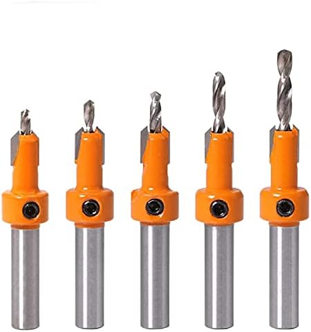 5Pcs Countersink Drill Bit Set, HSS Woodworking Chamfer Counter Bit Tapered Drill Bit Drill Bit for Wood Drilling, Plastic, Drilling Holes (10mm)