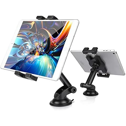 Car Phone Holder, Universal 360° Adjustable Suction Cup Tablet Mount Stand Cradle, Windscreen & Dashboard Strong Sticky Pad for iPhone/iPad/Samsung Galaxy Huawei (4.5-12 Inches) Cover