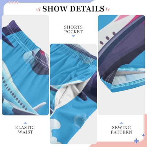 ZZXXB Aircraft Cloud Print Boys Long Pants Soft Trousers Elastic Waist Kids Lounge Bottoms with Pockets S-XL4