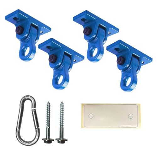 Image of ABUSA Heavy Duty Blue Swing Hangers Screws Bolts Included Over 5000 lb Capacity Playground Porch Yoga Seat Trapeze Wooden Sets Indoor Outdoor (4 Pack)