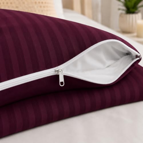 Image of Castiqa Premium Glace Cotton Satin King Size Stripes Pattern Quilt Cover /Duvet Cover /Rajai Cover /Blanket Cover with Zipper Closure (Wien, Single Bed (60x90 inch))