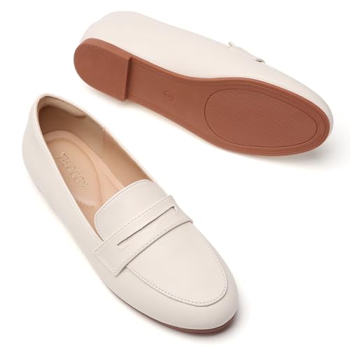 Image of Tilocow Women's Loafers Penny Loafers for Women Comfortable Round Toe Flats Fashion Work Dressy Shoes