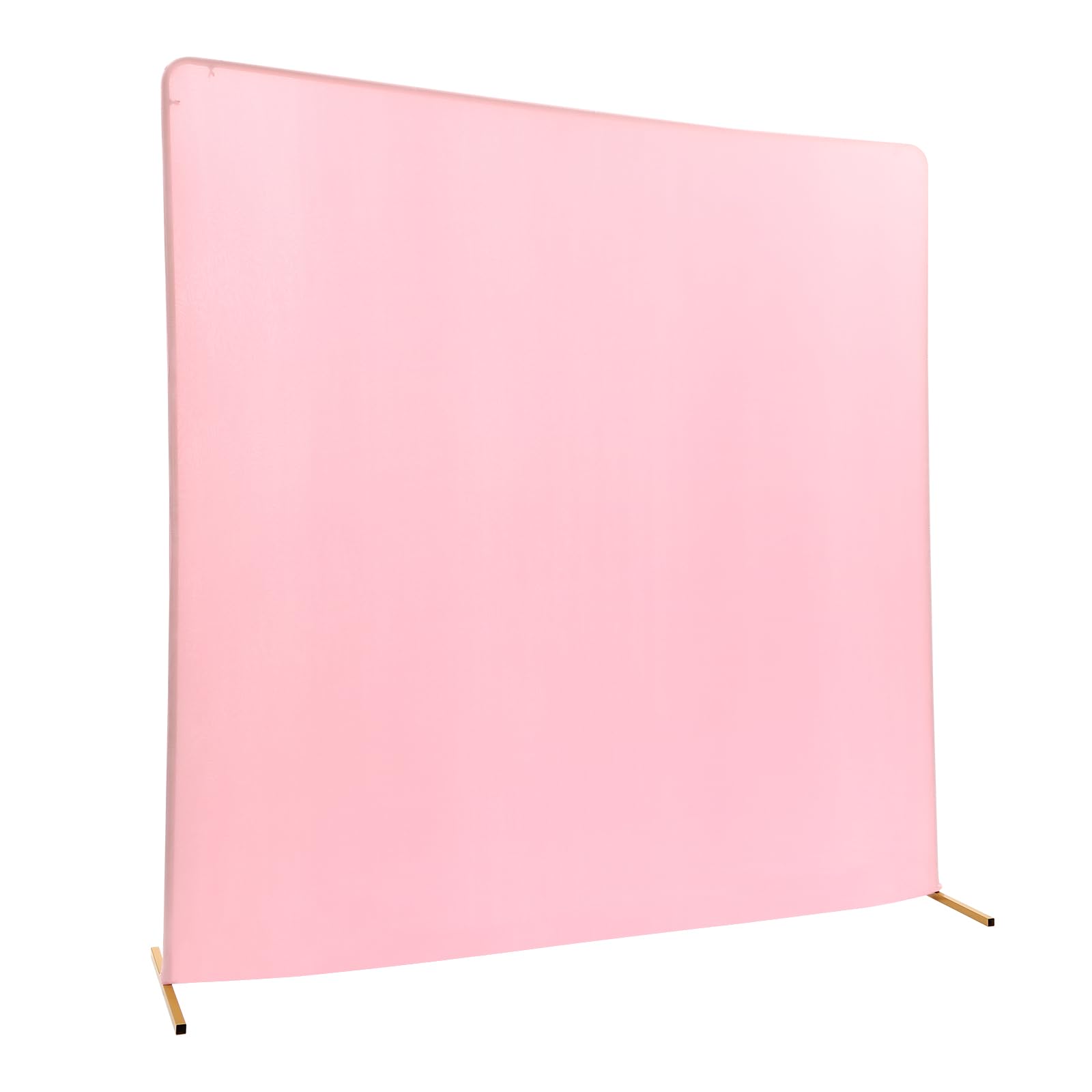 Stojak na kwiaty weselne, 2 x 2 x 0,5 m, kwadratowy łuk balonowy z pokryciem materiałowym, metalowy łuk balonowy na wesele, ceremonię, imprezę (złoty stojak + różowe obicie materiałowe)