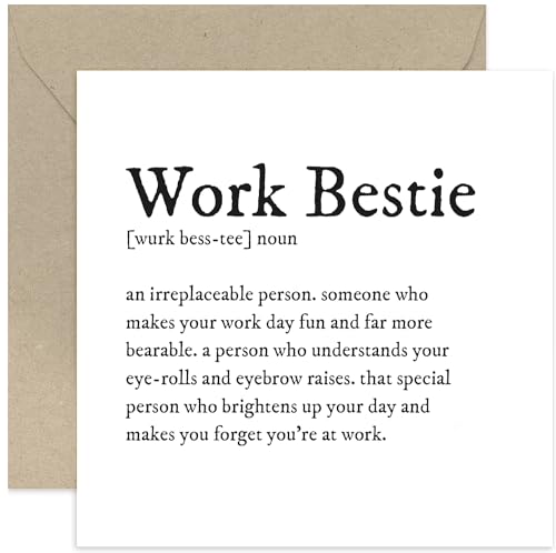 Old English Co. – Carte de définition de Work Bestie pour elle – Carte d'anniversaire amusante pour collègue – Carte de remerciement pour collègue – Carte de condoléances Thinking of You pour
