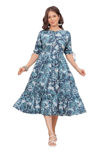 Image of Kuruti B Sheets Women's Cotton Floral Printed Regular Fit Anarkali Kurta for Women