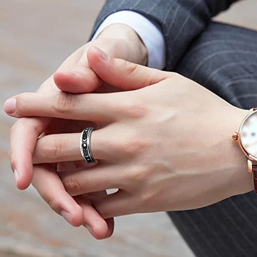 2PCS Matching Promise Rings for Him & Her, Custom Engraving Personalized Ring, Retro Spinner Fidget Ring for Wedding for Couple & Best Friend (2 in 1 set) - Thumbnail 7