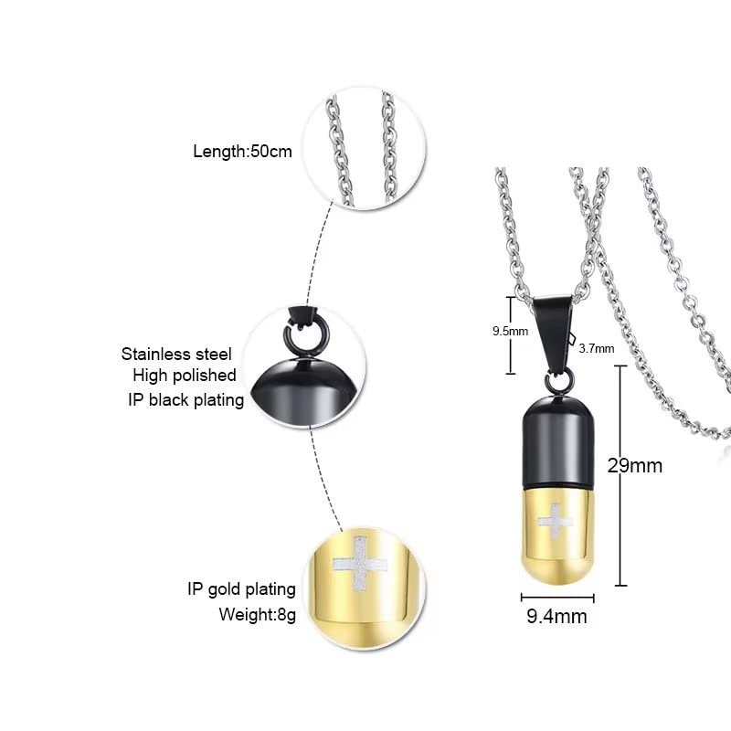 Pill Case Capsule Cross Pendant Necklace Perfume Bottle Pendant Pet Ashes/Pill Keepsake Waterproof Pendant Necklace Cremation Urn Necklace with 24" Chain4