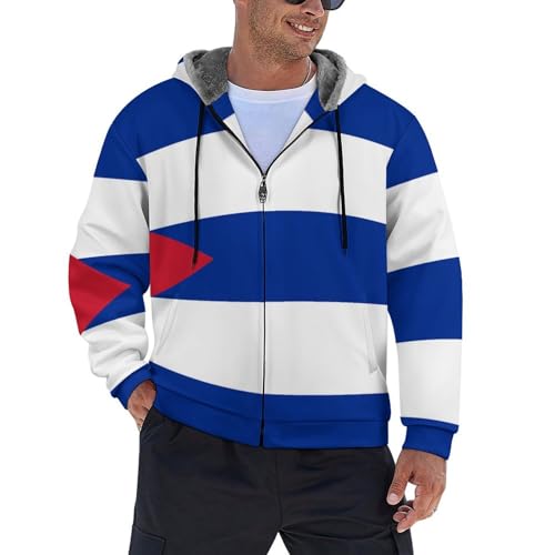 Veste d'hiver en polaire pour homme Cuba avec fermeture éclair et capuche décontractée Y2K