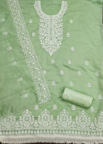Image of Y2Y Women's Heavy Cotton Embroidery Work Unstitched Salwar Suit Dress Material With Chanderi Work Dupatta (Free Size Multi Color)