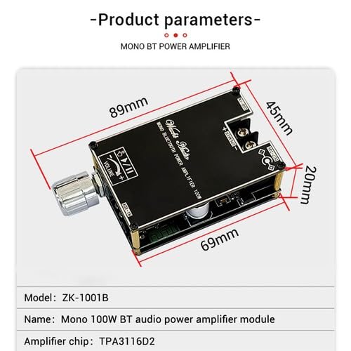 4PCS Audio ZK-1001B 100W Bluetooth Power Amplifier Board Mono Amp TPA3116D2