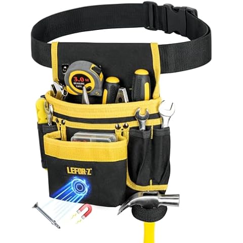 Tool Belt,Magnetic Tool Pouch,13-Pockets Tool Belts for Men,Detachable & Adjustable Tool Pouch belt for Electrician,Carpenter,Construction,Work Apron,Utility Belt,Gift for Dad Cover