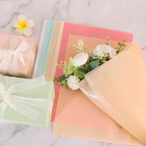 Image of BEISHIDA 7 Colors Pastel Tissue Paper Bulk, Metallic Glitter Wrapping Tissue Paper for Gift Bags, DIY Crafts Gift Wrapping Birthday Wedding Holiday-70 Sheet /20 x 14 Inches