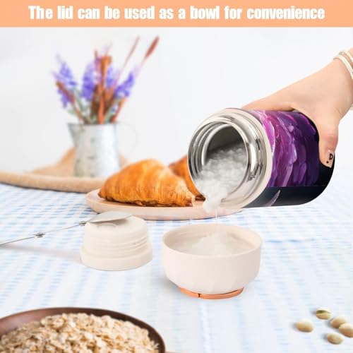 Tarro de comida aislado con boca ancha y cuchara plegable hermético de 500ml 7