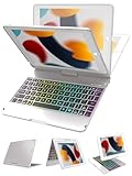 MMK iPad Keyboard Case for 6th Gen 2018, 5th Gen 2017, Pro 9.7, Air 2, Air 1 - Backlit 10 Color 360 Screen Rotation Case With Keyboard, Auto Sleep/Wake - Silver