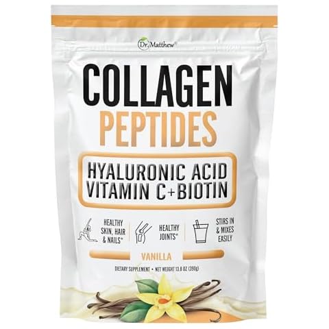Dr. Matthew Vanilla Collagen Protein Powder with Hyaluronic Acid, Vitamin C and Biotin for Hair, Skin, Nails, Joint. Keto, Type 1 and 3. Cover