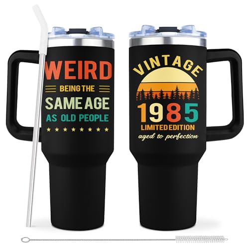 Muilzon 40th Birthday Gifts for Men/Women Tumbler 40oz - 1985