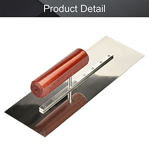 Utoolmart 30×9Cm Finishing Pool Trowel Masonry Hand Stainless Steel Drywall Concrete Finishing Building Tool With Wooden Leather Handle Square Notch Trowel For Cement And Concrete Household Diy 1Pcs #TOP3
