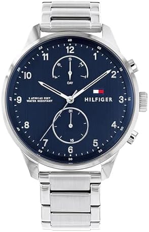 Tommy Hilfiger Multi Zifferblatt Quarz Uhr für Herren mit Silbern...
