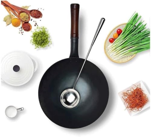 Wok de acero inoxidable con tapa y espátula, 36 cm miniatura 3