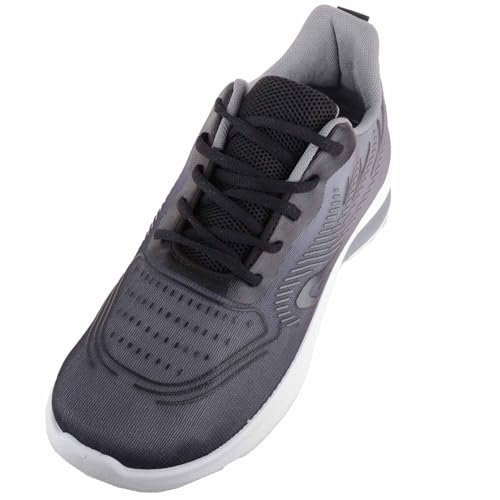Image of ABSOLUTE FOOTWEAR Mens Lightweight Lace Up Two Tone Leisure Trainers Sneakers - Black/Dark Grey - UK 9 / EU 43