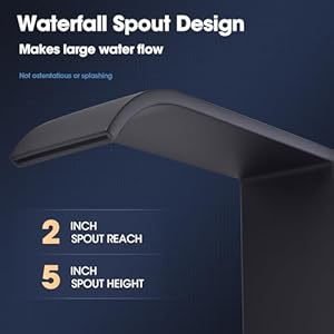 Matte Black Bathroom Sink Faucet 3 Hole 8 inch Widespread Waterfall Vanity Faucet Rose Gold 2 Handle Bath Faucets with Pop Up Drain and Water Supply Hoses Wide Spread Stainless Steel Tap