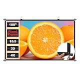 100 inch Fixed Frame Projector Screen, Outdoor Indoor Movie Projector Screen, Wrinkle-Free Large Hanging Projection...