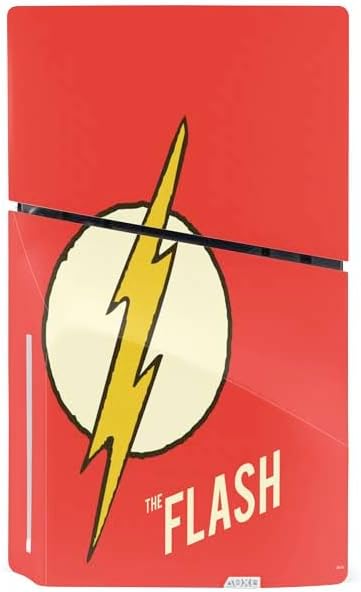 Skinit Decal Gaming Skin Compatible with PS5 Slim Disk Console - Officially Licensed DC Comics The Flash Classic Emblem Design