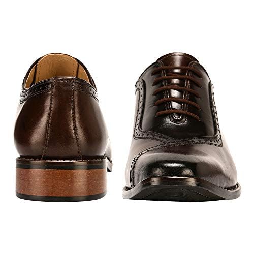 Image of LIBERTYZENO Mens Burnished Toe Genuine Leather Adults Lace Up Oxford Dress Shoes for Easter Gift