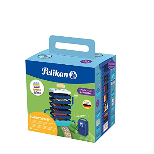 Pelikan 818384 Kreativfabrik Supertower, Filled with 54 Pieces (e.g. Colouring, Felt and Wax Crayons, Clay, Brushes - Image 2
