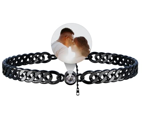 EMIRISTIC Custom Photo Bracelet - Personalized Picture Natural Stone Cuban Chain Bracelet - Any Special Day Gifts