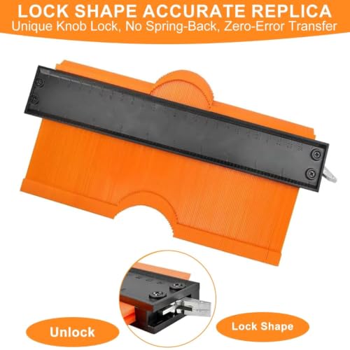 10 Inch Contour Gauge with Lock, Durable Multi-Purpose Measuring Tool, Precision Shape and Angle Duplicator for Woodworking, Flooring, and Tile Laying - Image 4