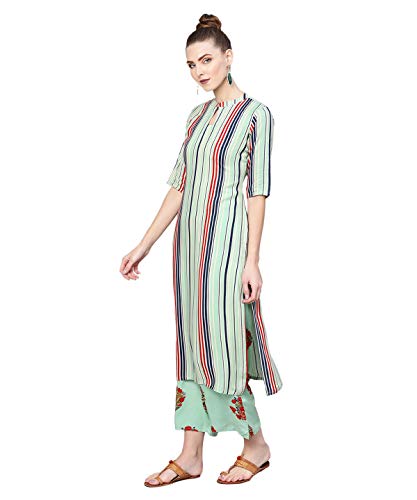 Image of Libas Gerua Womens Printed Viscose Straight Kurta With Palazzos | daily wear suit